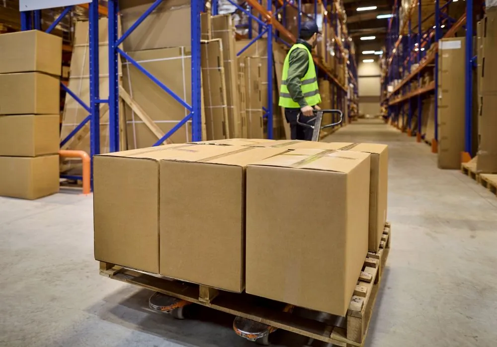 warehouse worker transports boxes with pallet jack, what is MABD?