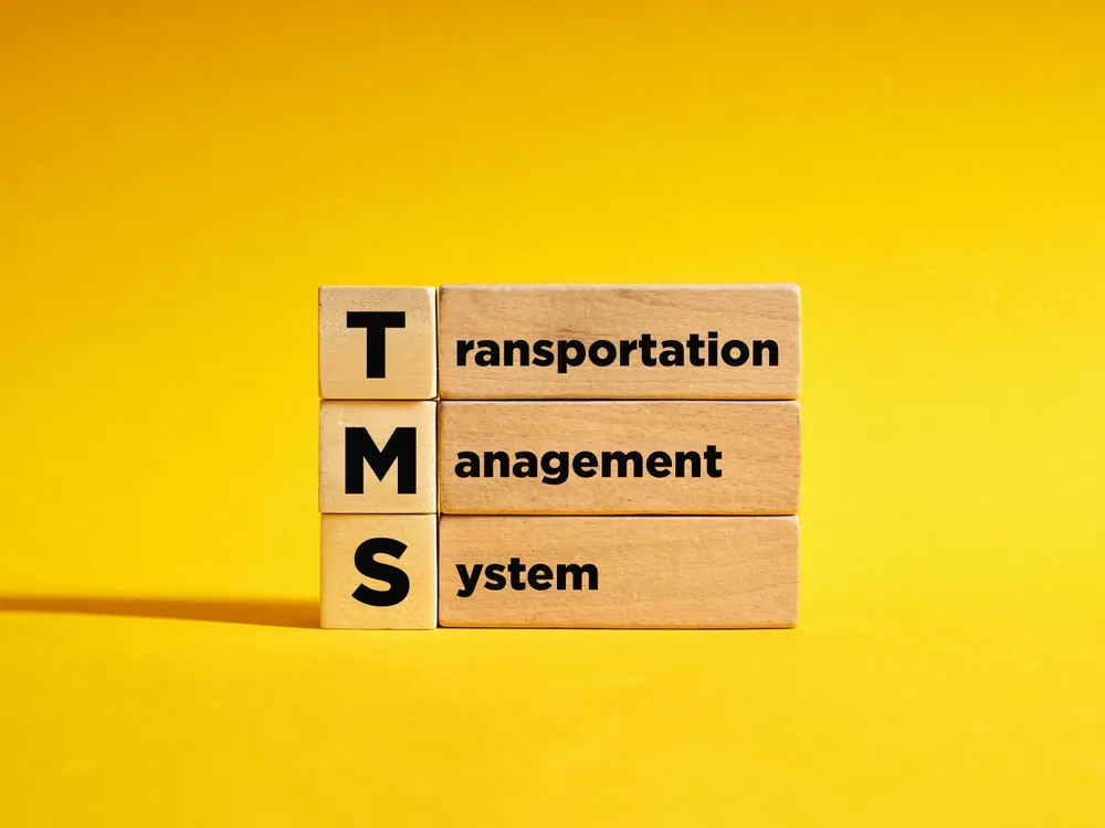 TMS, Transportation Management System spelled out on wooden blocks