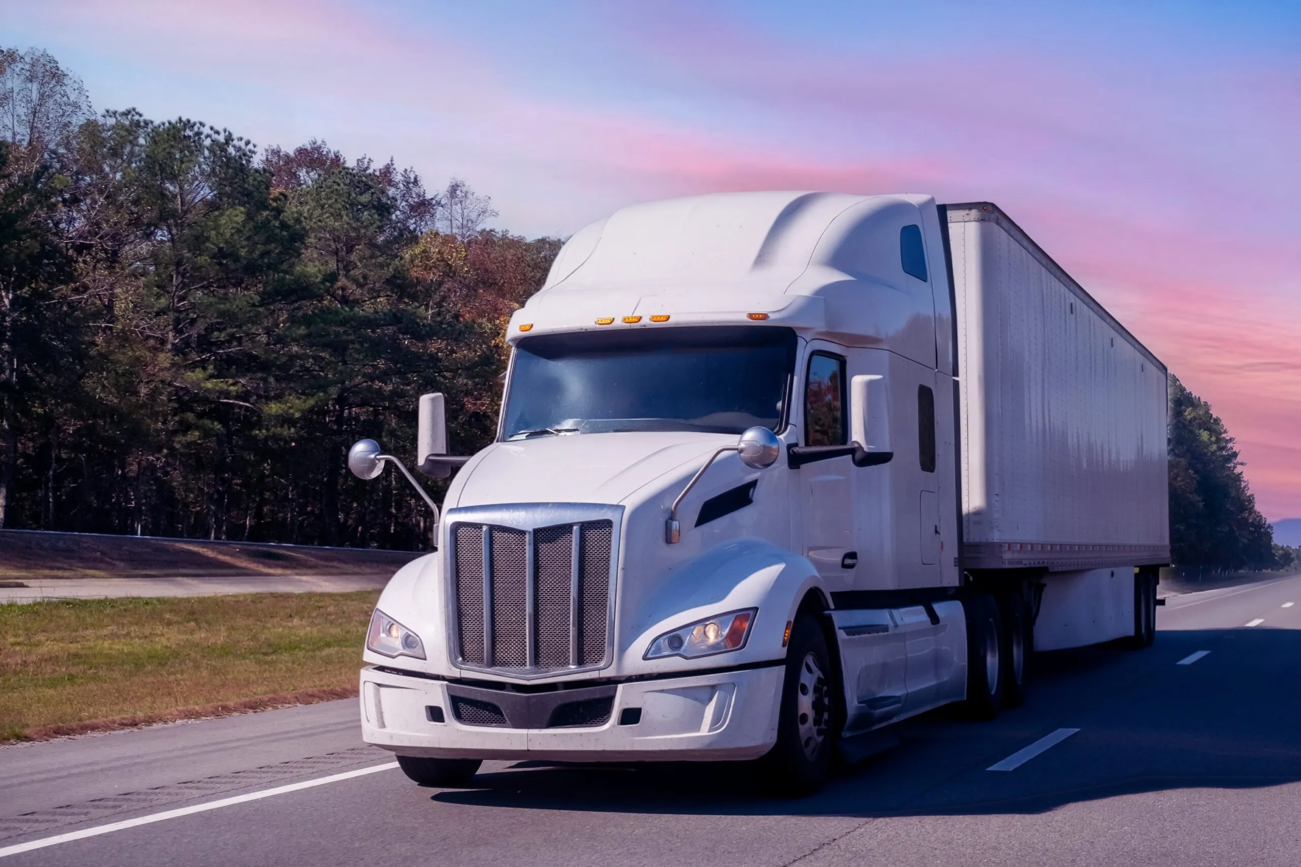semi truck driving on highway