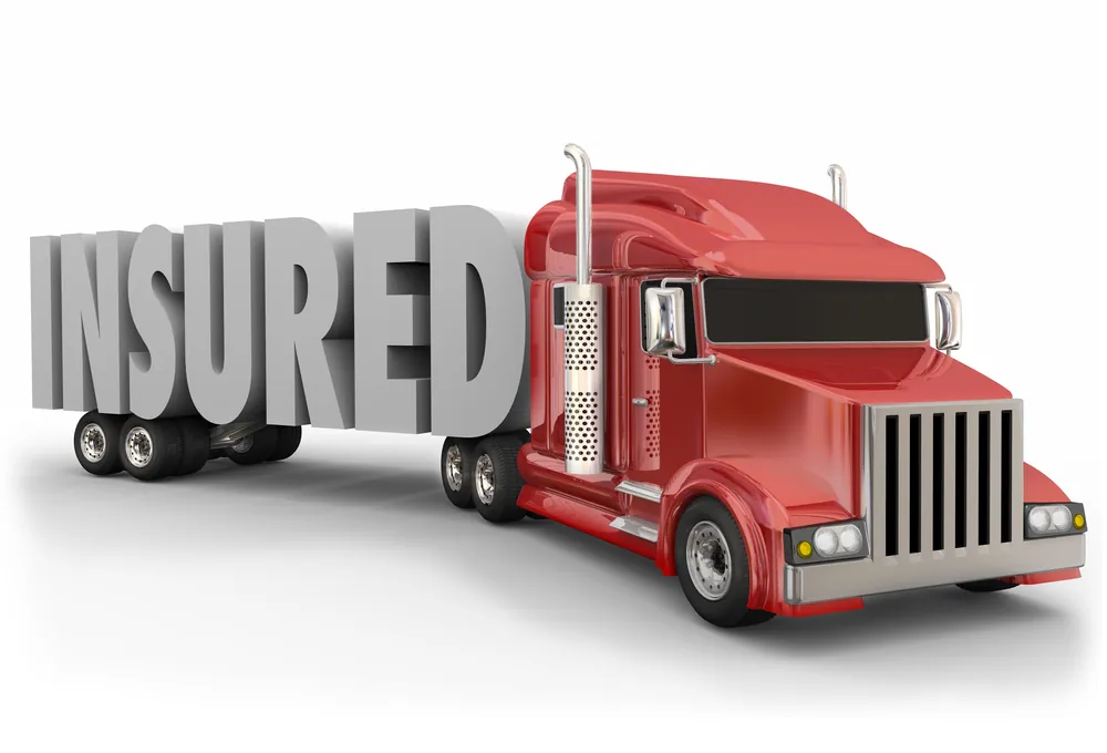 Freight Insurance Shipping Hardwood Floors - red freight truck with container spelling the word "insured"
