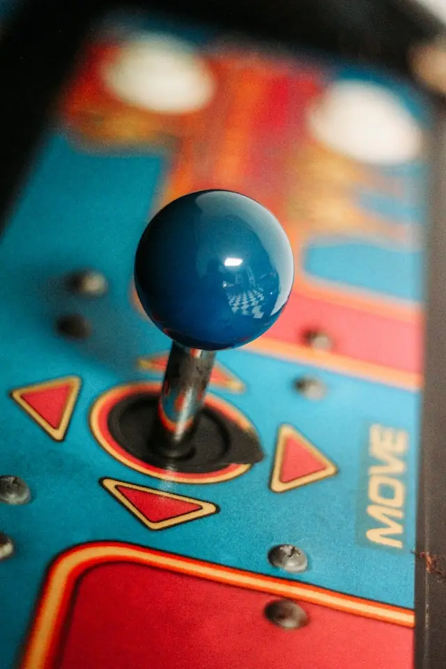 close up of arcade games joystick