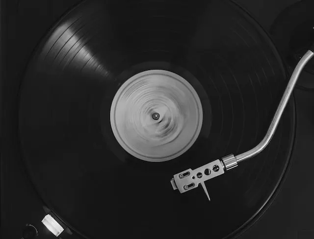vinyl on record player