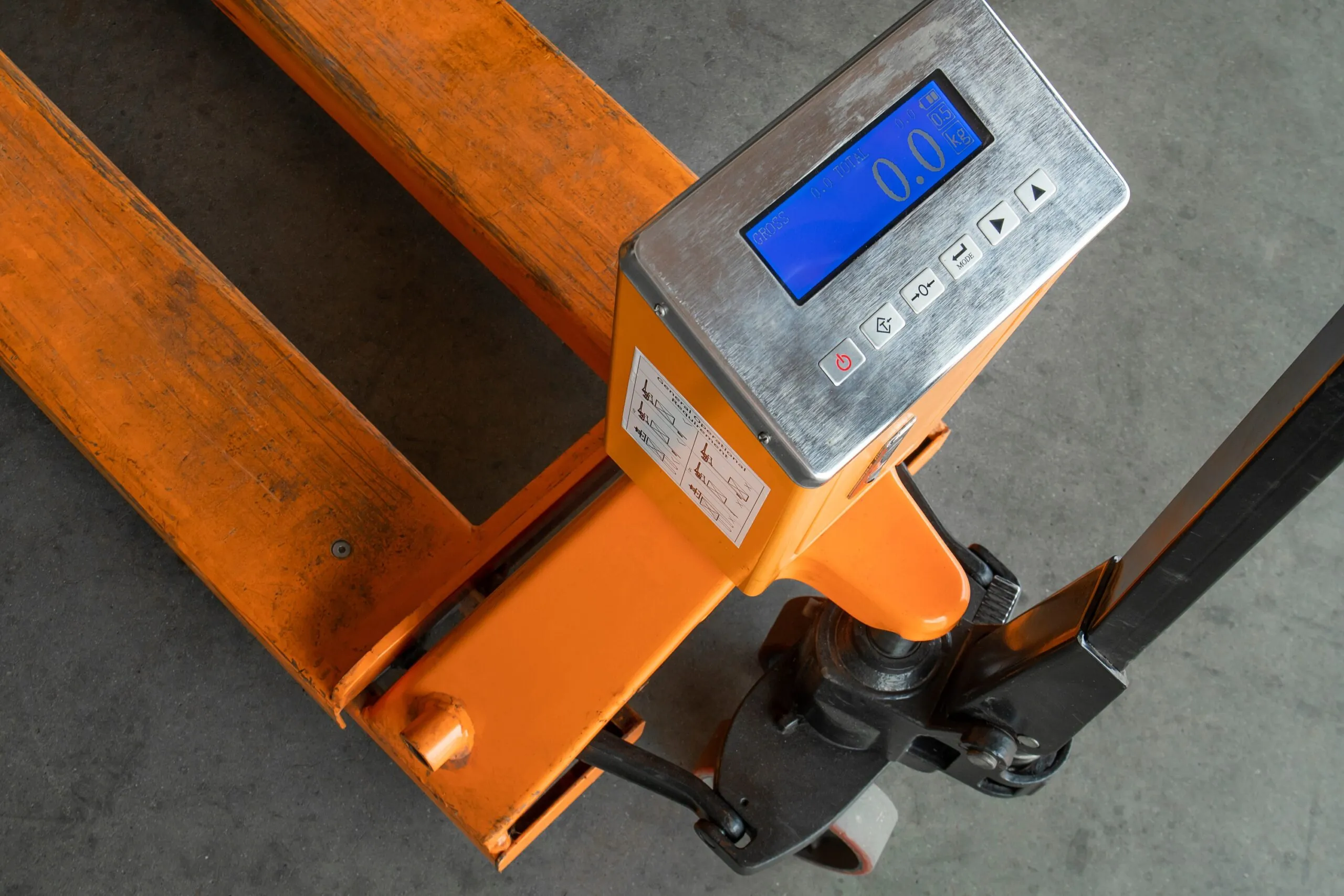 Shipping building materials forklift pallet scale.