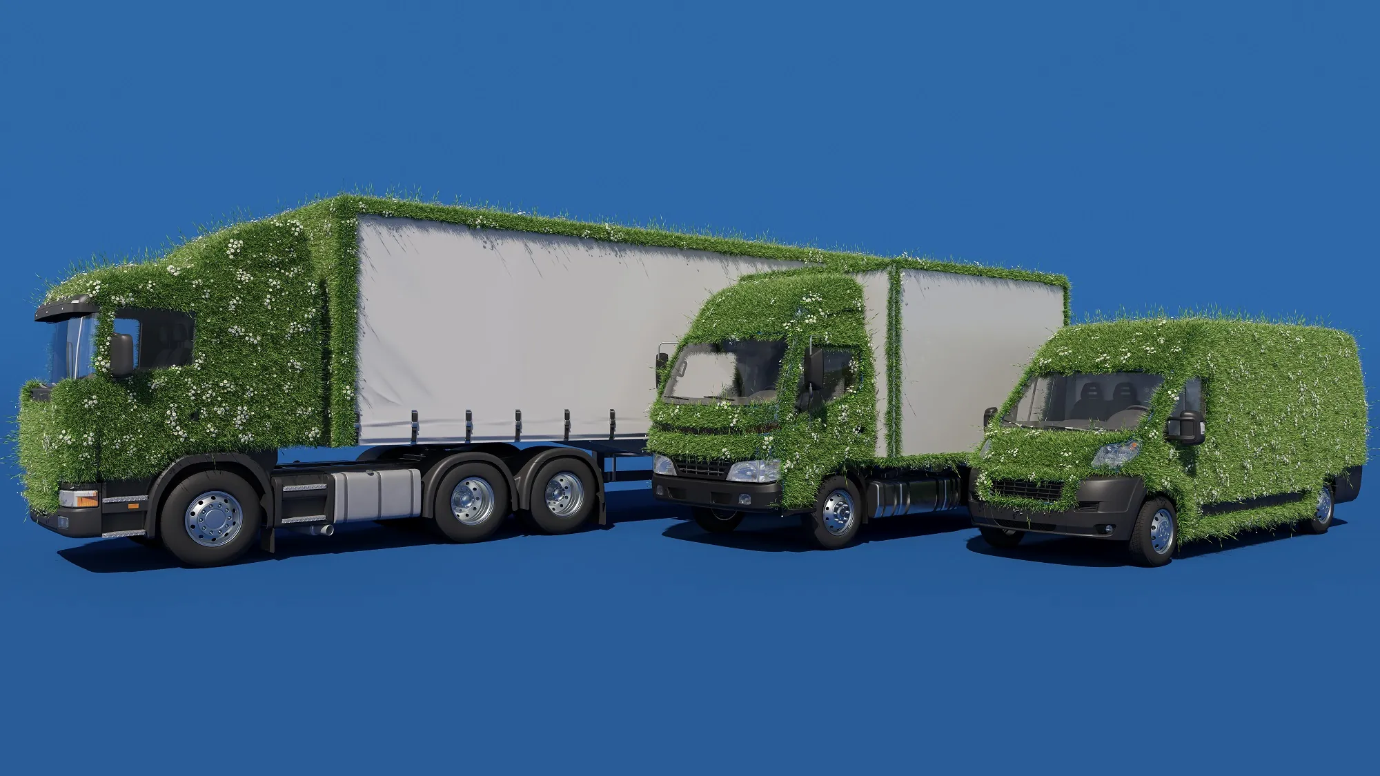 Going Green shipping trucks covered in turf