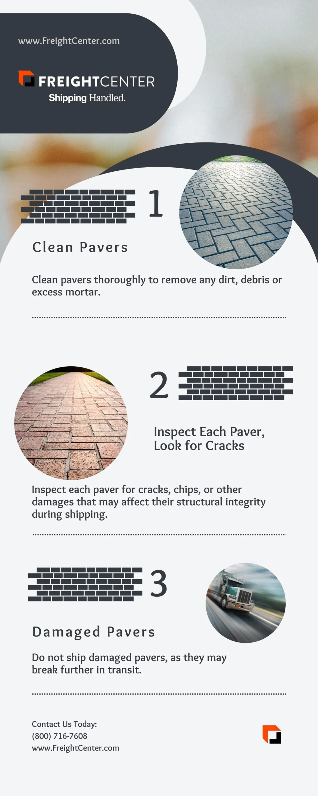 Shipping Pavers how to clean and inspect infographic