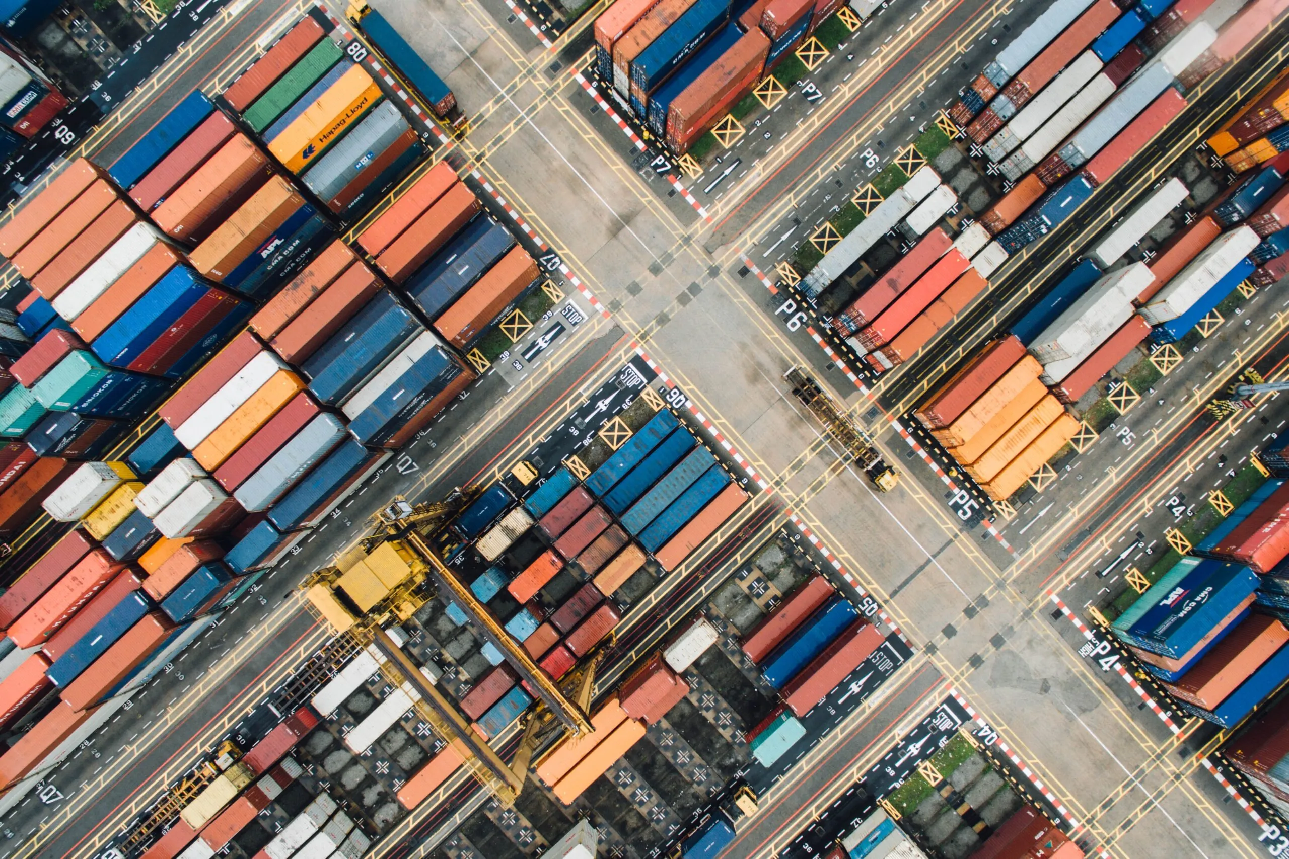 top down view of a container port