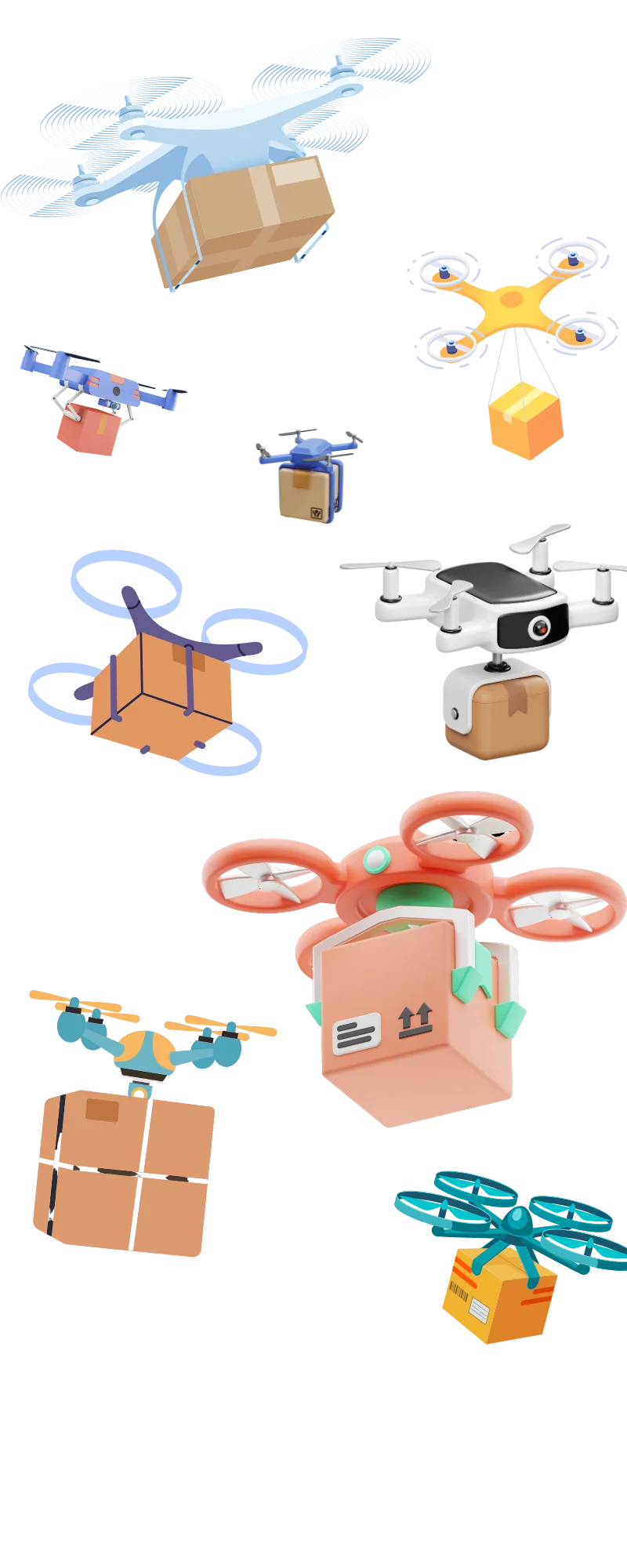 different types of drones shipping items