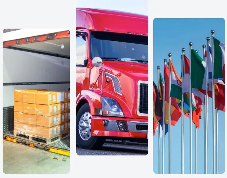 images of ltl, truckload, and international shipping