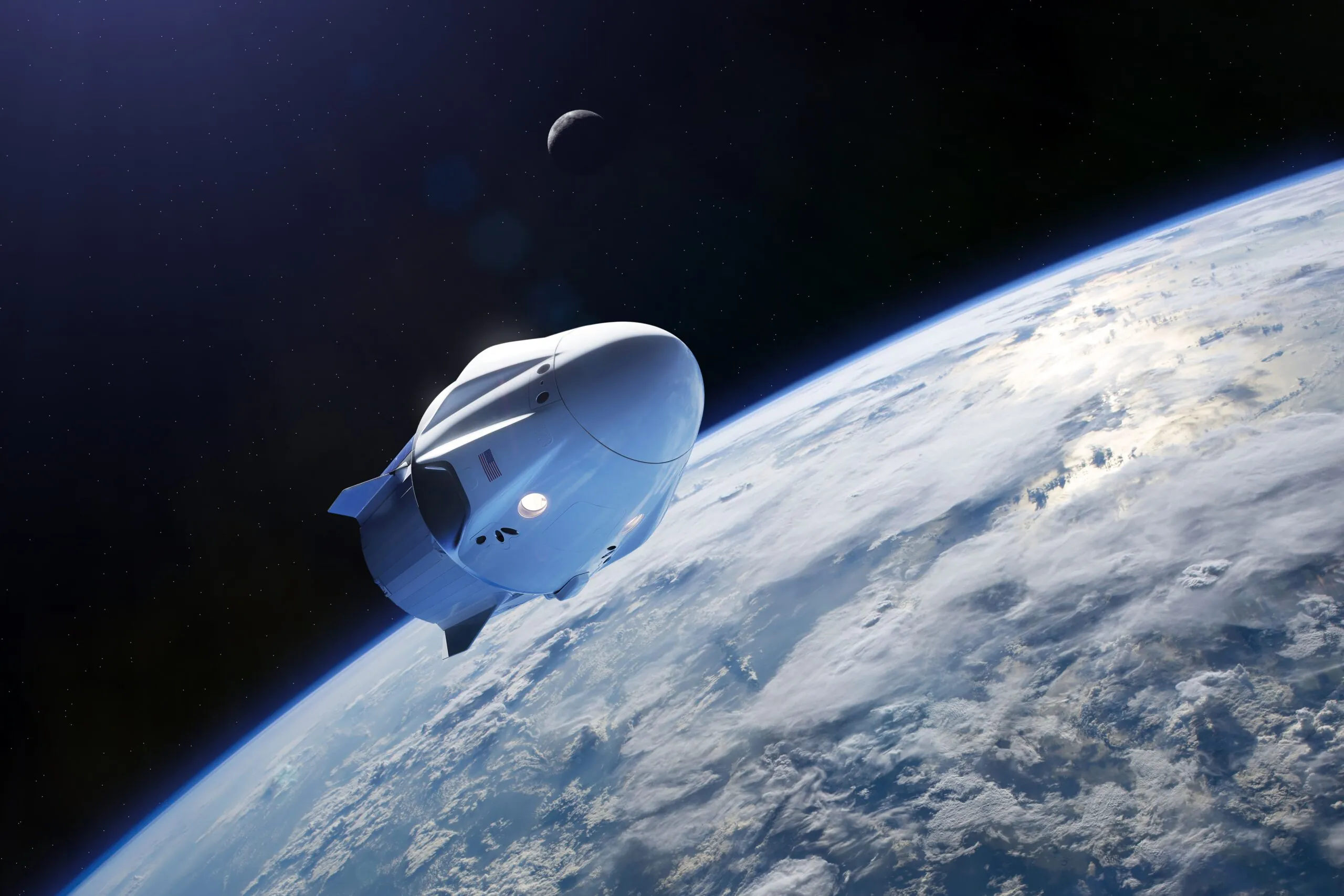 rendering of cargo spacecraft in low earth orbit