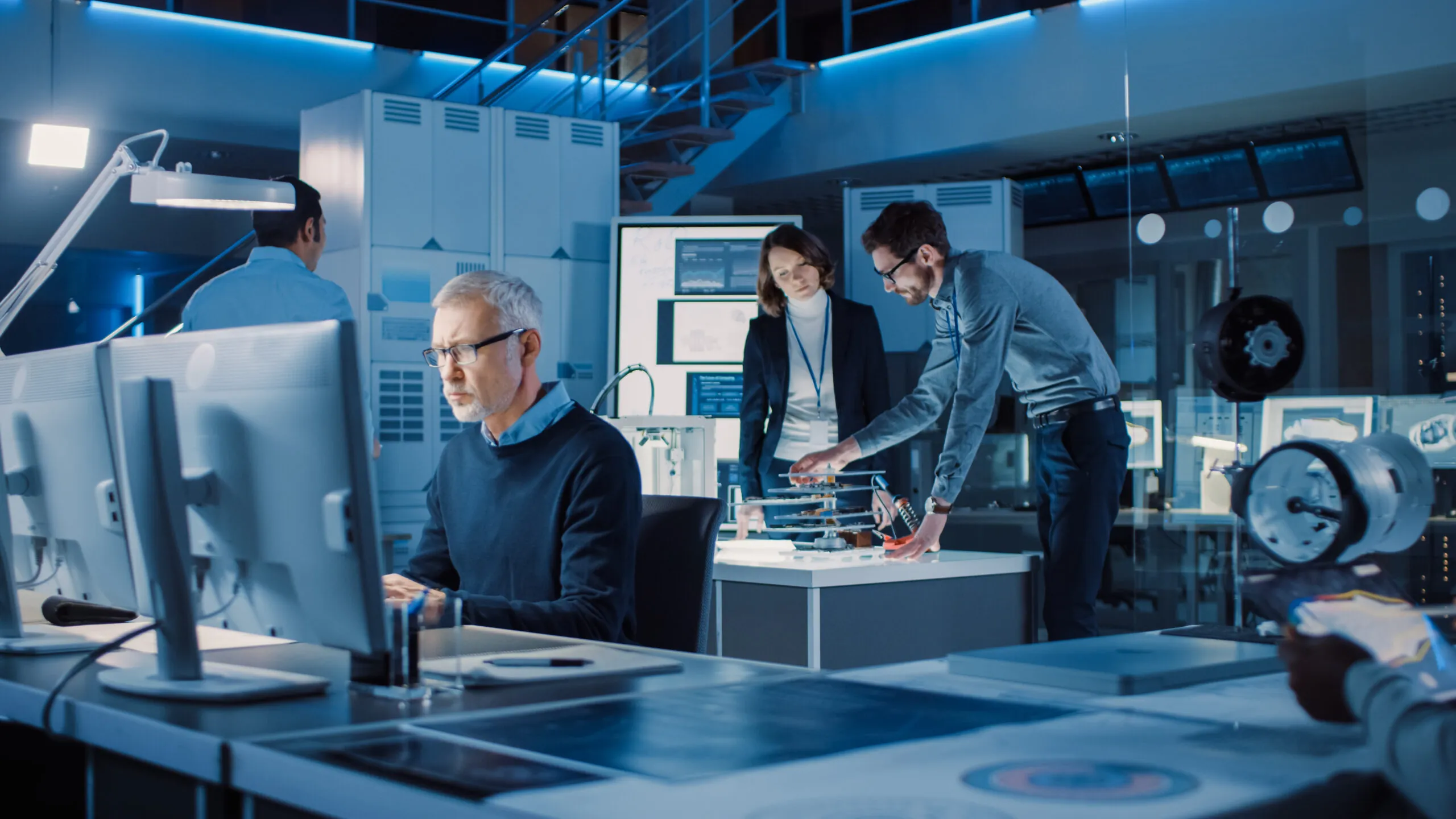 research team working in lab