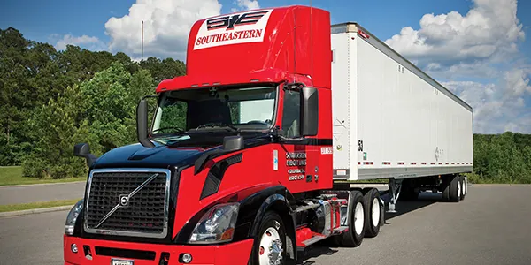 Southeastern Freight Line red cab and white trailer