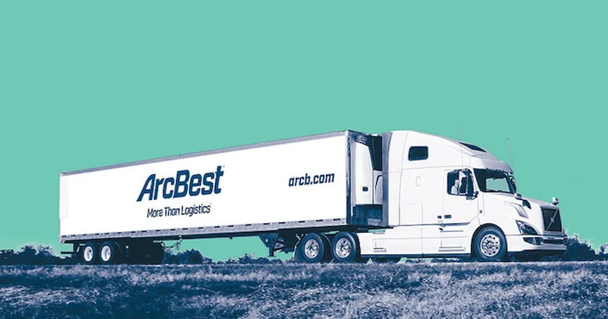 arcbest trailer on the rod with a teal background