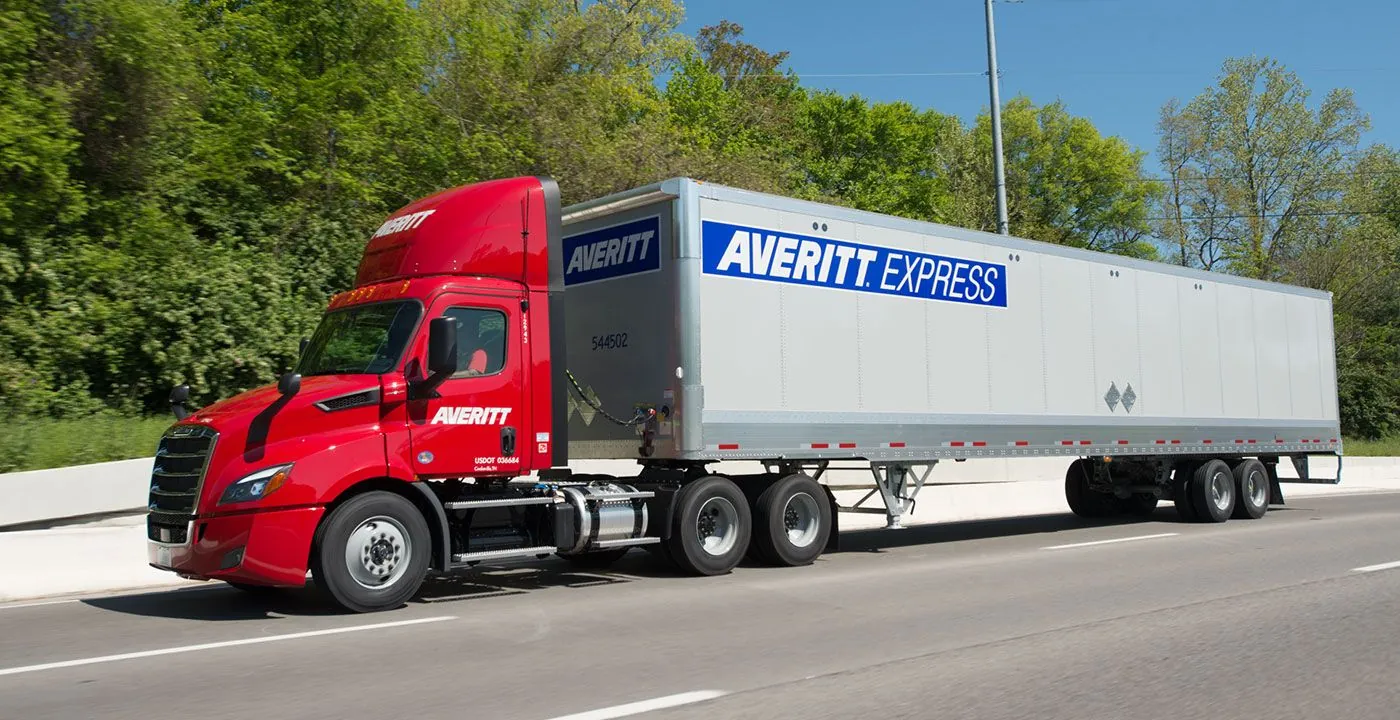 averitt express tractor and trailer on a road