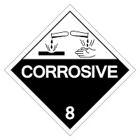 class 8 corrosive symbol hazmat placard