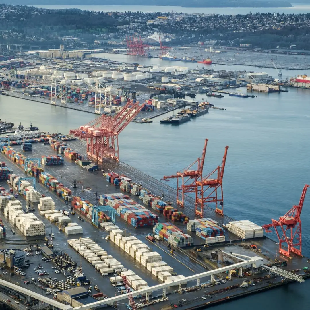 aerial view of the port of Seattle