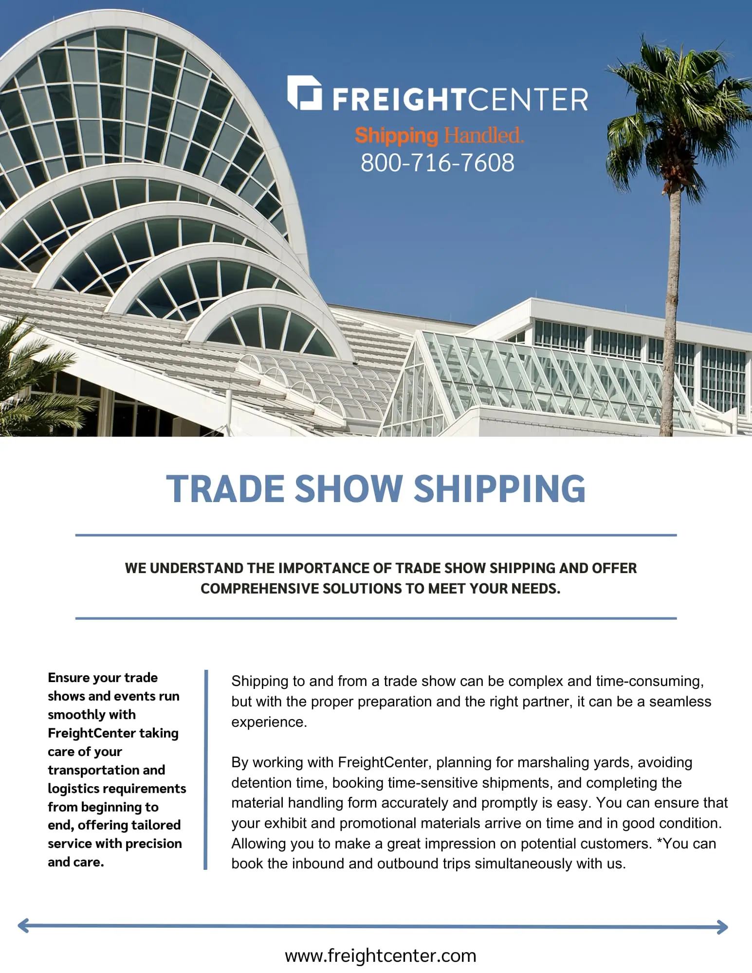 FreightCenter trade show shipping flyer