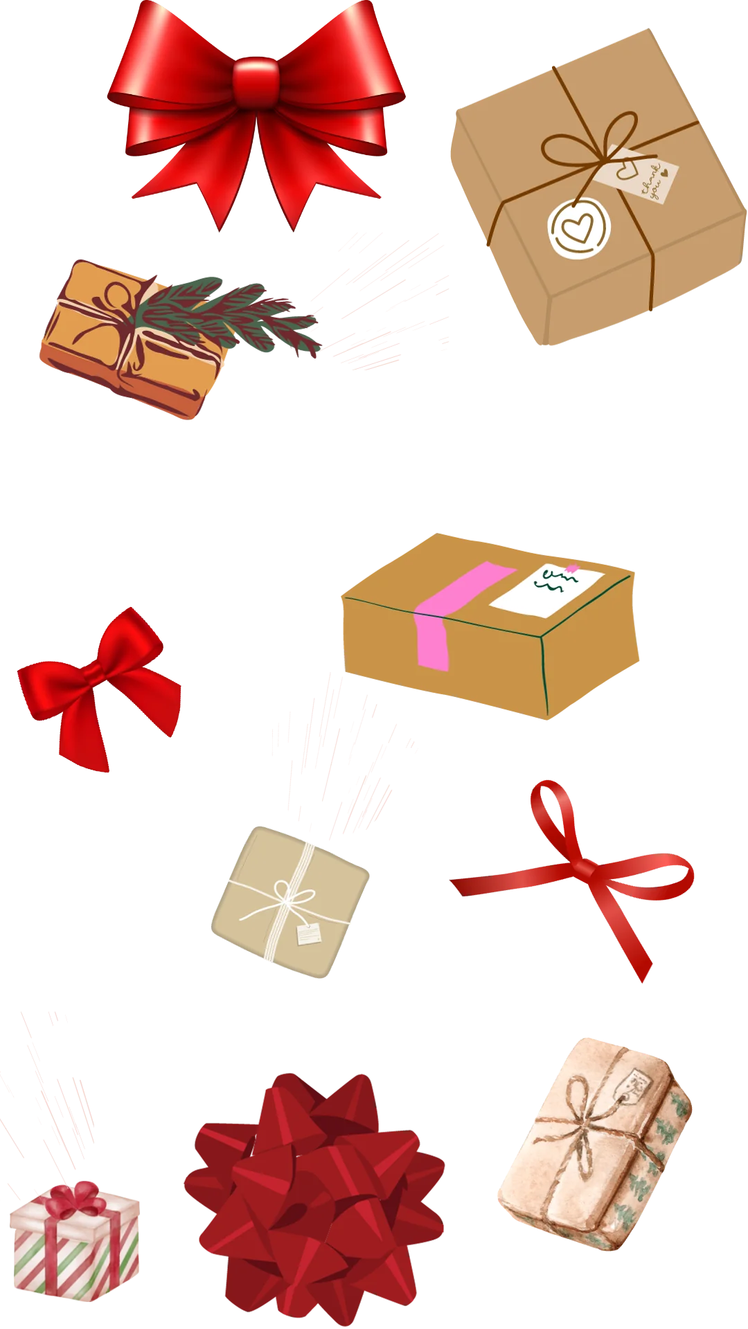 illustration of holiday boxes, packages, and boxes