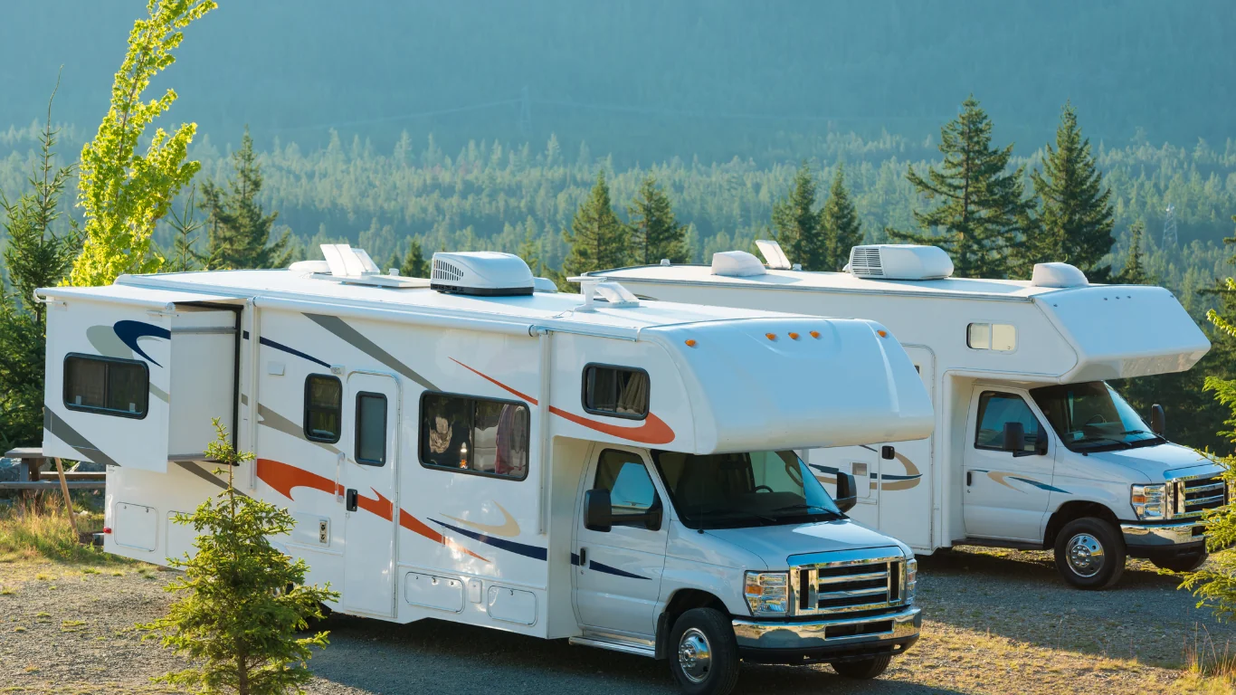RVs parked in nature