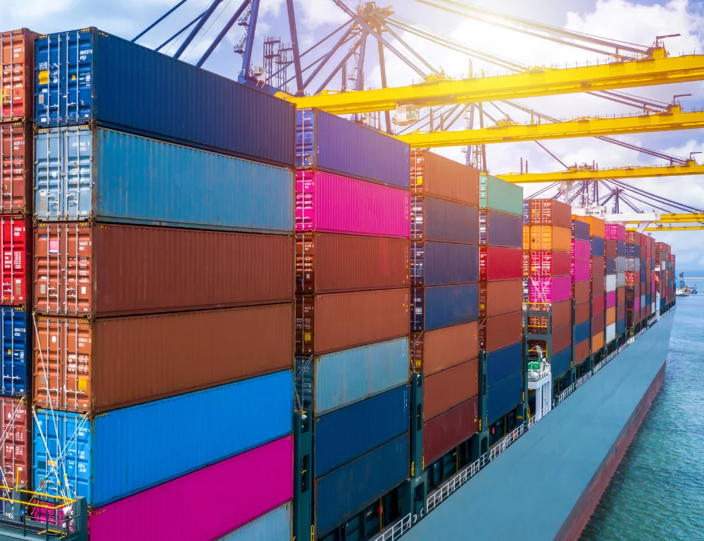 containers on cargo ship