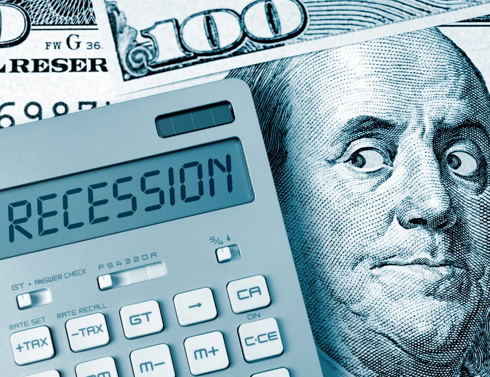 Ben Franklin's fear: recession concept