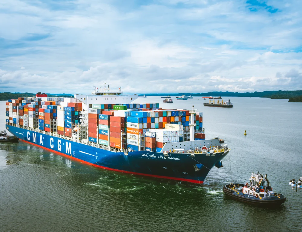 cargo ship on sea doing cross-border shipping