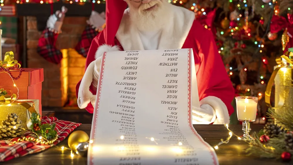 holiday shipping season santa with list