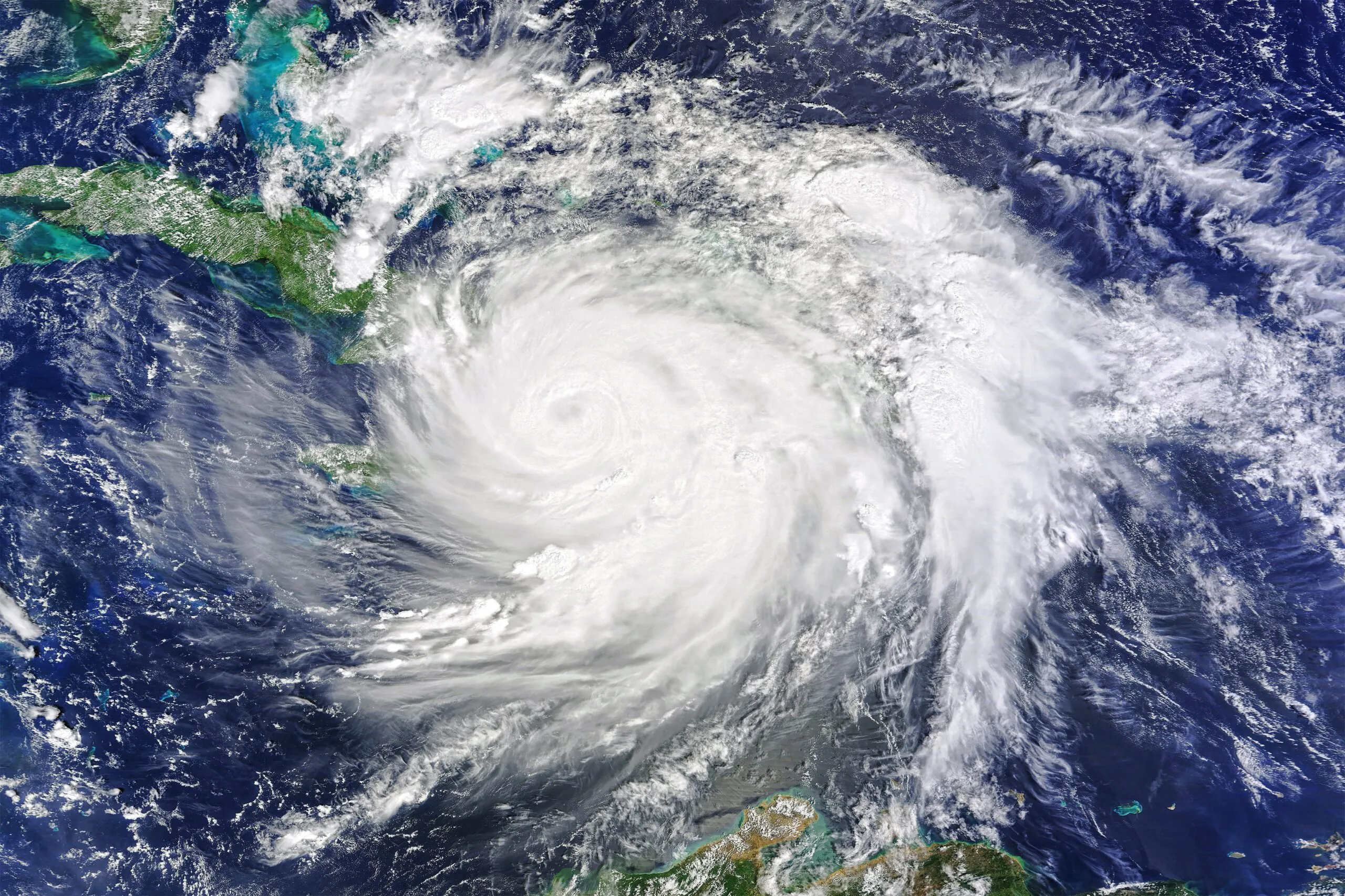 view from outer space of hurricane