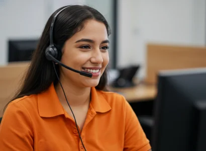 female customer service agent smiling