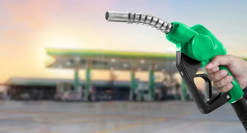 green gas pump handle