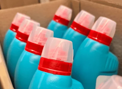 bottles of cleaning products in cardboard boxes Advantages