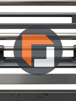 Metal rails with freightcenter logo in the center