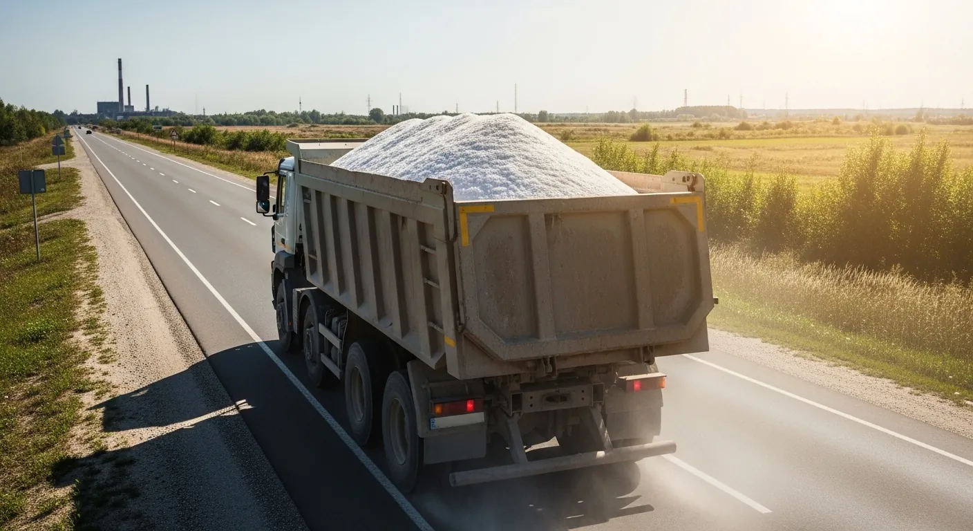 Salt in a dumptruck driving down the road