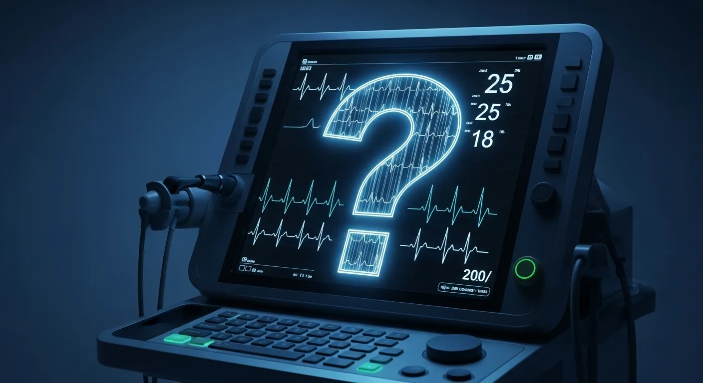 Question mark on vital sign screen. 