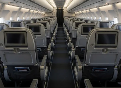 rows of economy class airplane seats