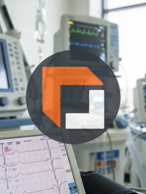 Medical machines background with freightcenter logo