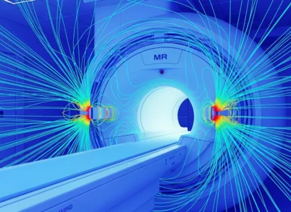 AI image of the magnetic field in an MRI machine