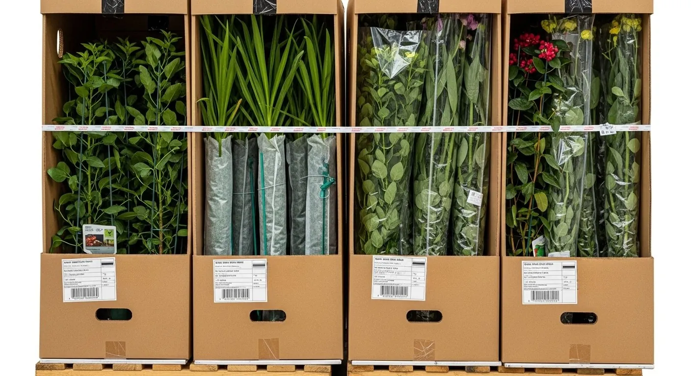 AI image of tall plants packaged for freight shipping