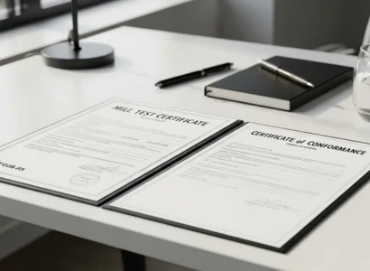 AI image of chain of custody documents on a white desk