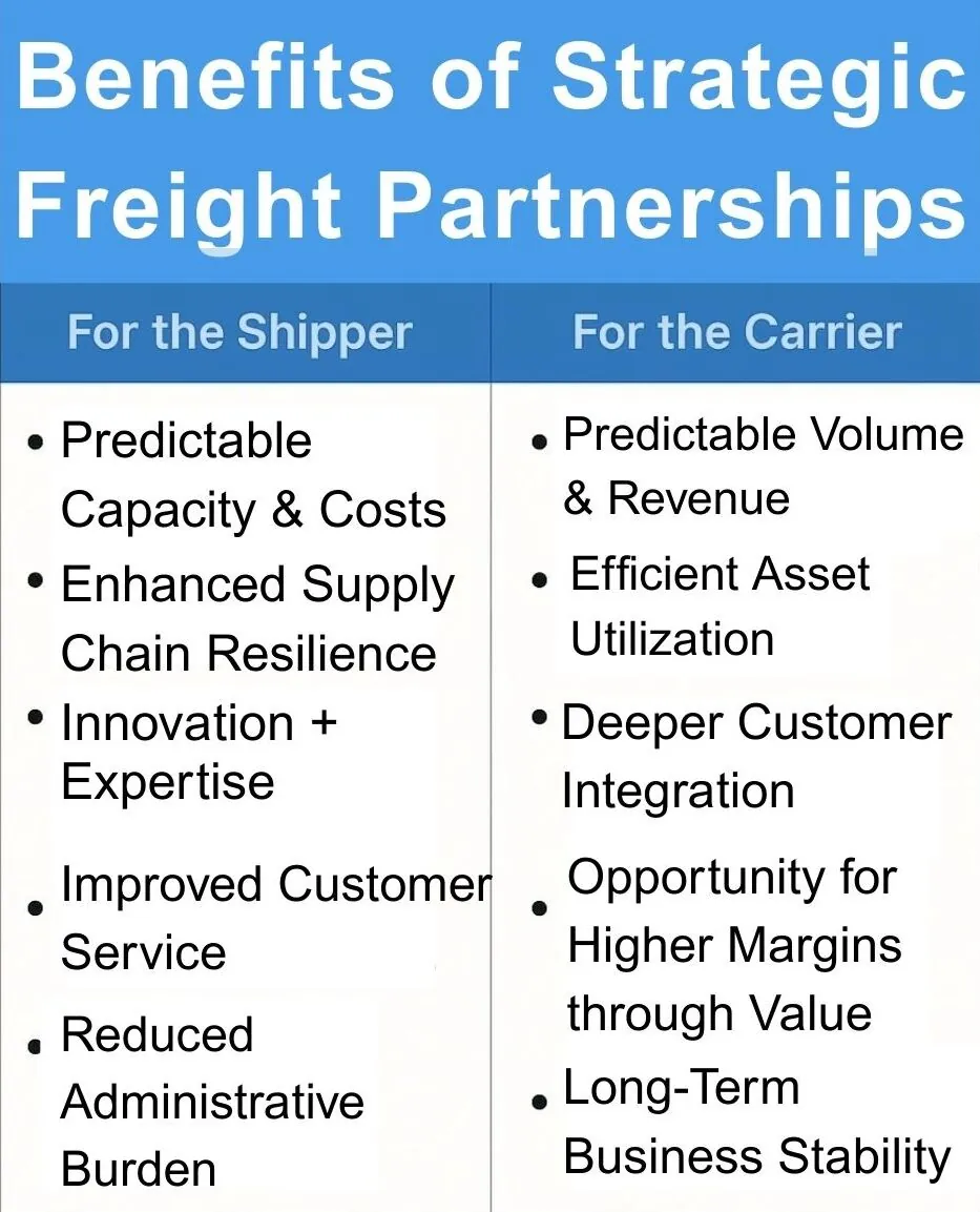benefits of a strategic freight partnerships info chart