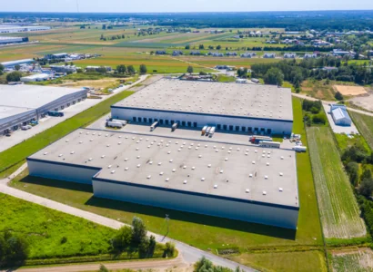Aerial Shot of Industrial Warehouse Loading Dock