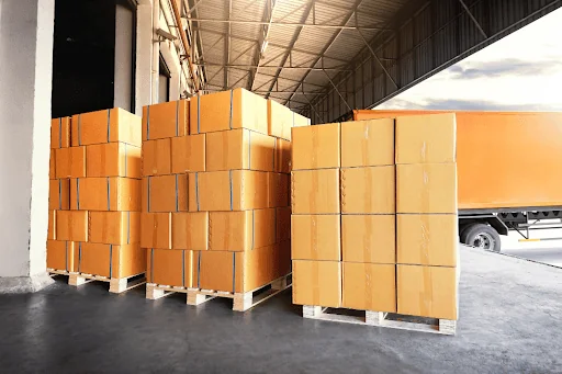 Shipping boxes on a pallet