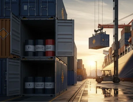 AI image of petroleum products in shipping containers