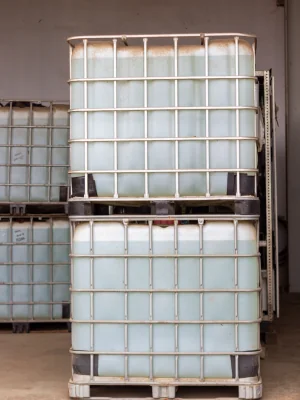 Stacks of liquid bulk containers shipped via bulk freight shipping services