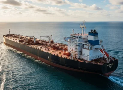 AI image of an oil tanker ship sailing at sea