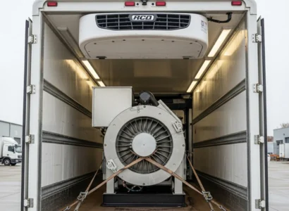 AI image of a power generation equipment in a reefer van