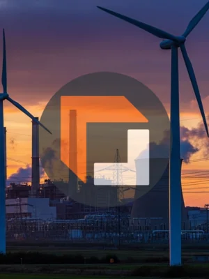 Power generation equipment background with FreightCenter logo in center