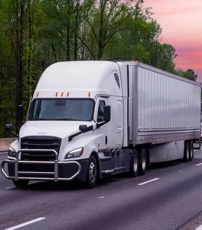 white semi truck // freight moving company