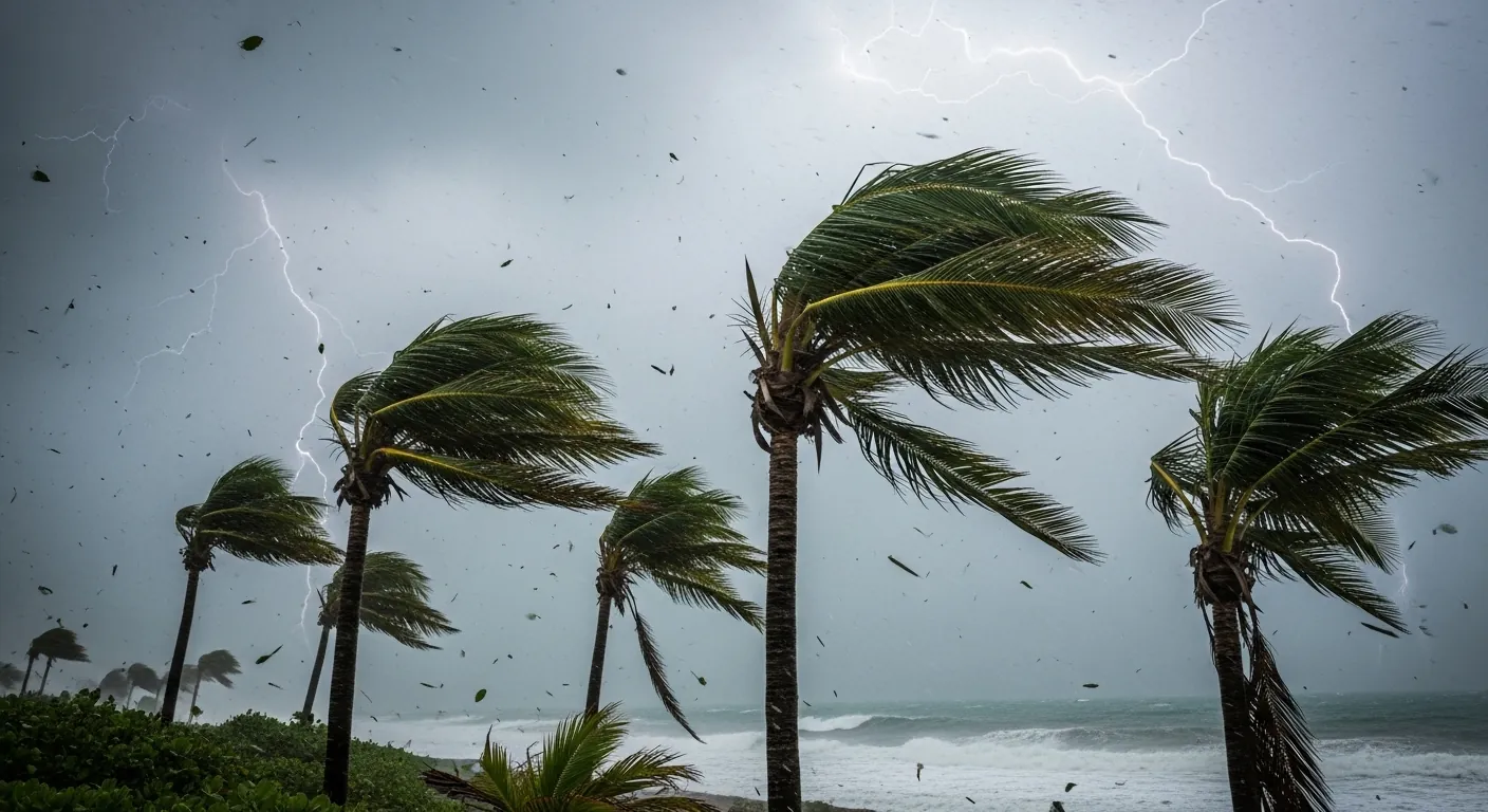 AI Image of Palm Trees in a storm