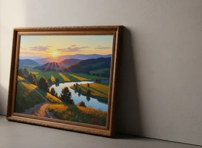 AI image of a painting leaning against a wall