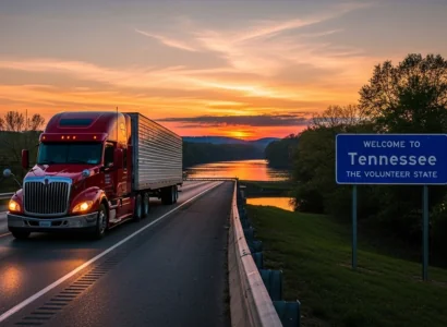 A truck passing the tennessee state line